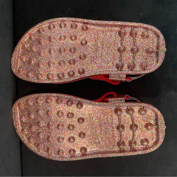 Mini Melissa Glittery Rubber Sandals with Velcro Straps in Red USA Size 3 NEW - Picture 5 of 5